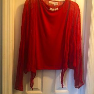 Sexy red silky camisole with silky red sequin over top